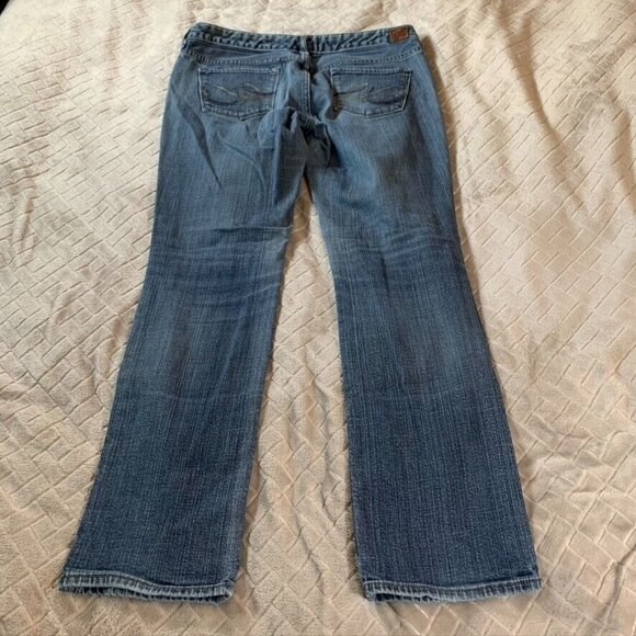 Express X2 Womens 10 Denim Jeans Blue Straight Medium Wash Stretch Low Rise - Picture 9 of 12